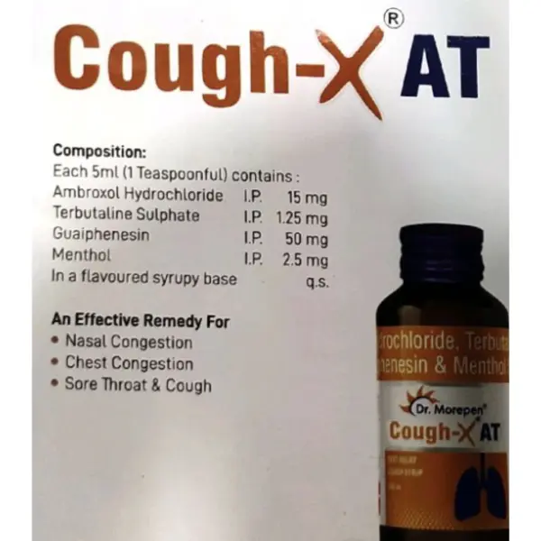 Cough X AT Syrup (Ambroxol 15mg/5ml + Guaifenesin 50mg/5ml + Menthol 2.5mg/5ml + Terbutaline 1.25mg/5ml)