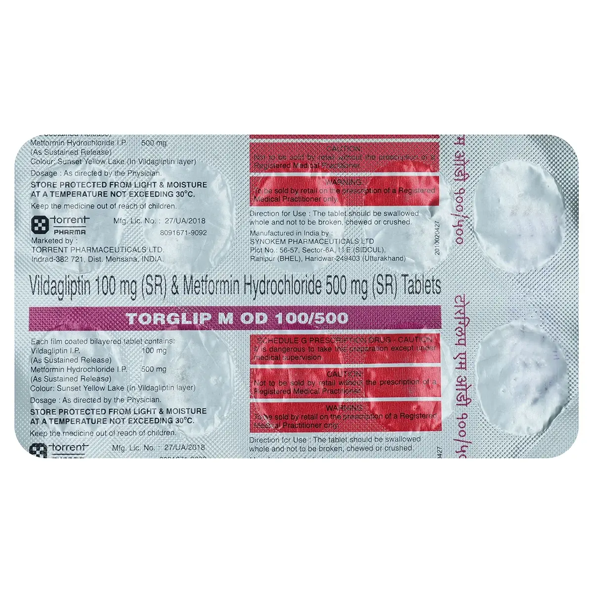 Torglip M OD 100/500 mg Tablet 10s