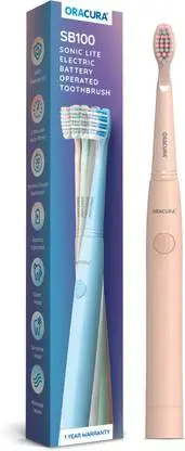 Oracura Sb100 Sonic Lite Electric Battery Operated Toothbrush Peach