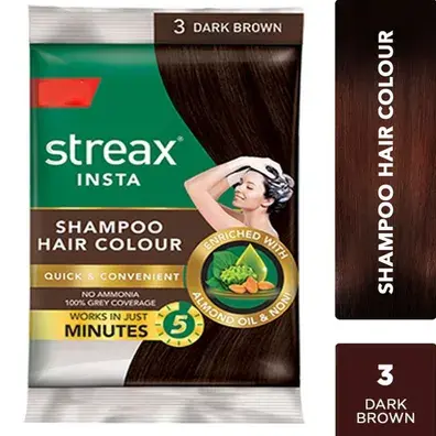 Streax Insta Shampoo Hair Colour Dark Brown For Men & Women 25 Ml