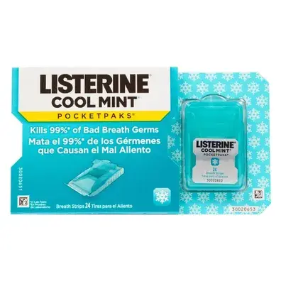 Listerine Cool Mint Pocket Paks Breath Freshener Strips 24 Count