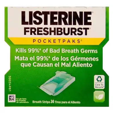 Listerine Fresh Burst Pocket Paks Breath Freshener Strips 24 Count
