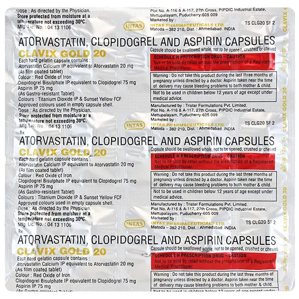 Clavix Gold 20mg Capsule 15s
