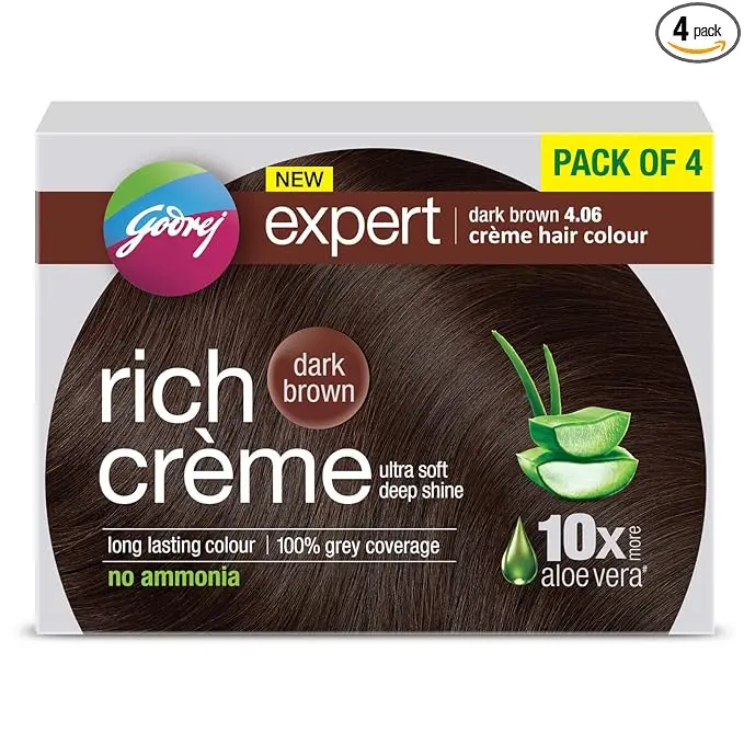 Godrej Expert Rich Cream Shade 4.06 Dark Brown Hair Colour 20g+20ml*4