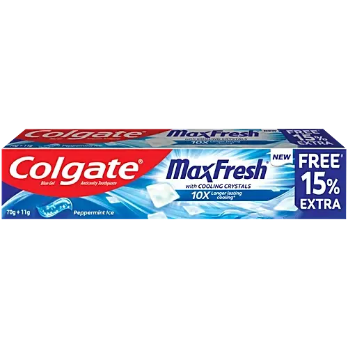 Colgate Maxfresh Peppermint Ice Blue Gel Toothpaste With Cooling Crystals 70g