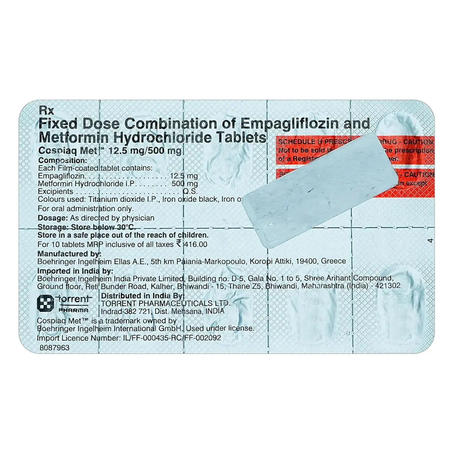 Cospiaq Met Tab 12.5/1000 10S