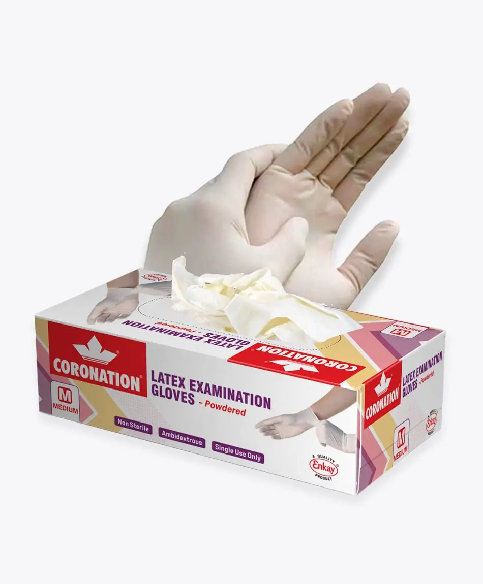 Coronation Latex Medical Examination Gloves medium 1S