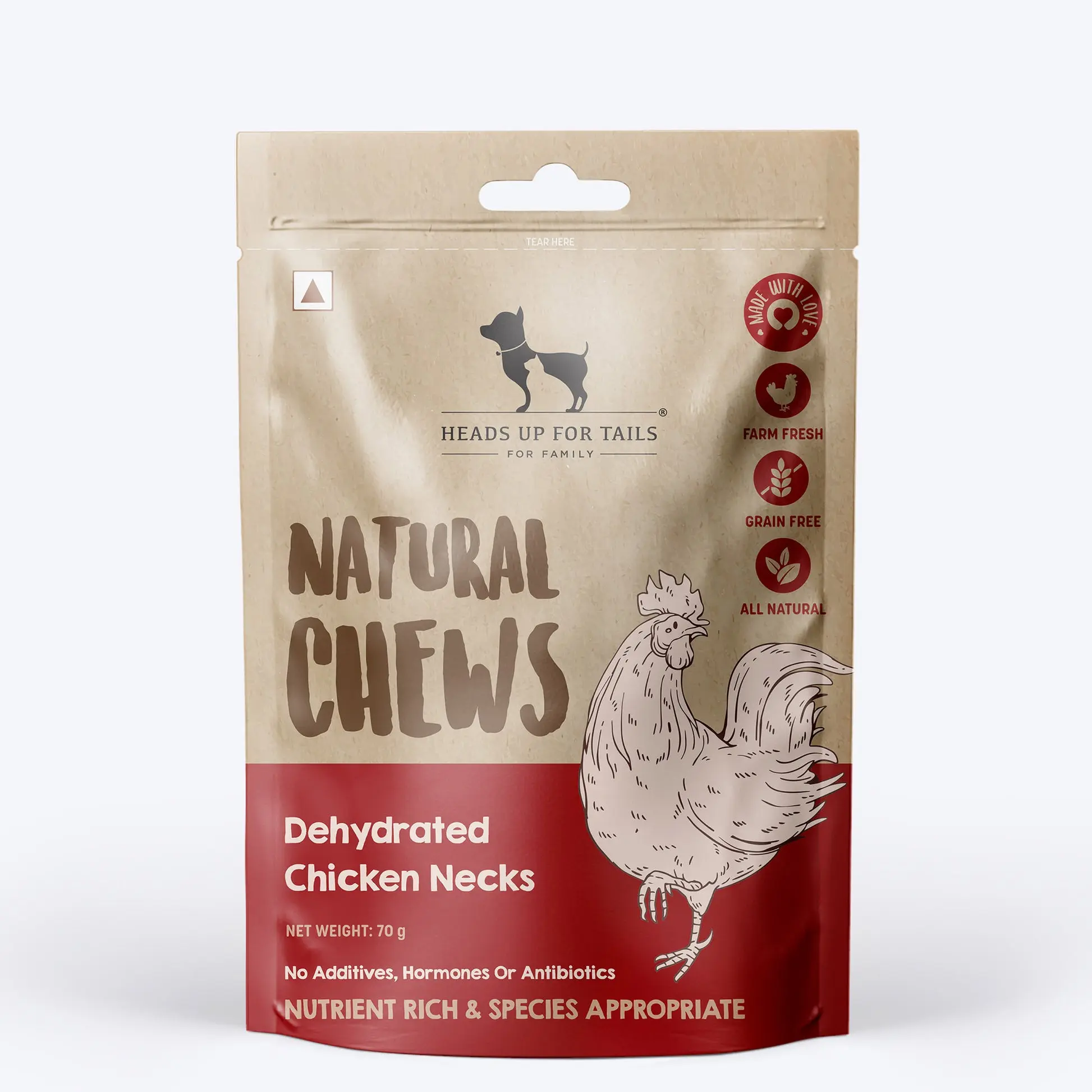 HUFT Natural Chews Dehydrated Chicken Neck Grain Free Dog Treats 70 gm