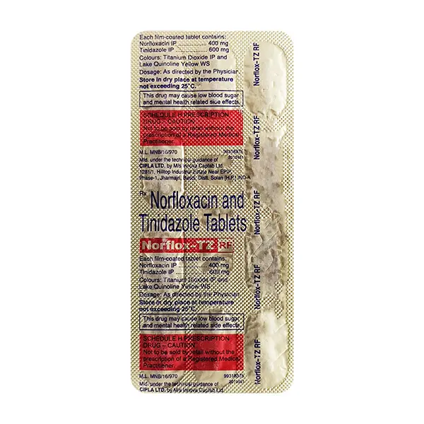 Norflox-TZ RF Tablet (Norfloxacin 400mg & Tinidazole 600mg)