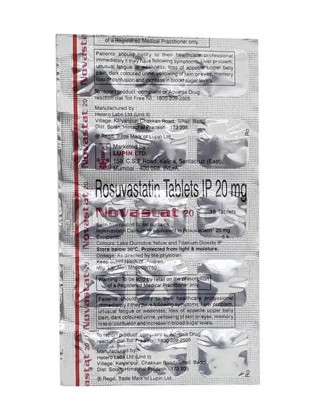Novastat 20mg Tablet 15s