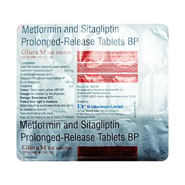 Glura M XR 100/500mg Tablet 15s