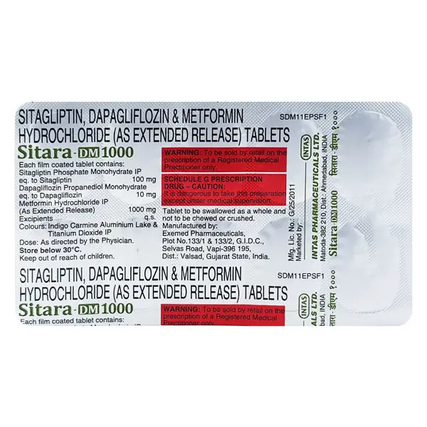 Sitara DM 10/100/1000mg Tablet 10s