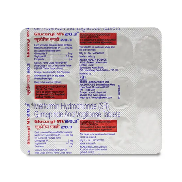 Glucoryl MV 2/0.3mg Tablet 15s