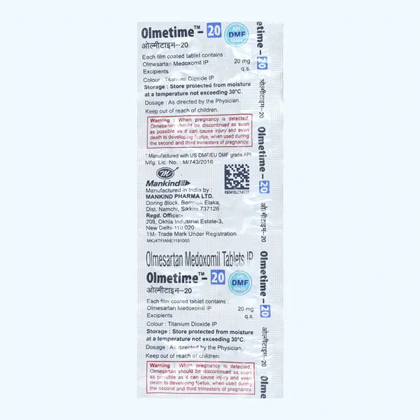Olmetime 20mg Tablet 10s