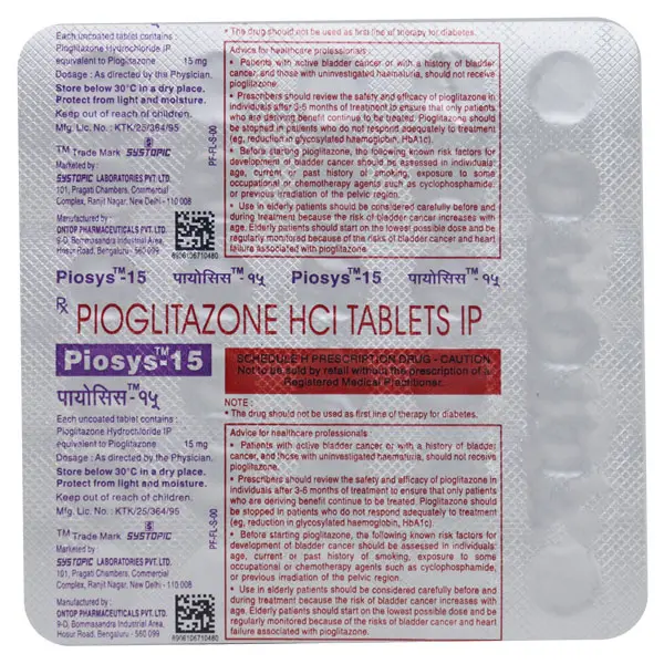 Piosys 15mg Tablet 30s