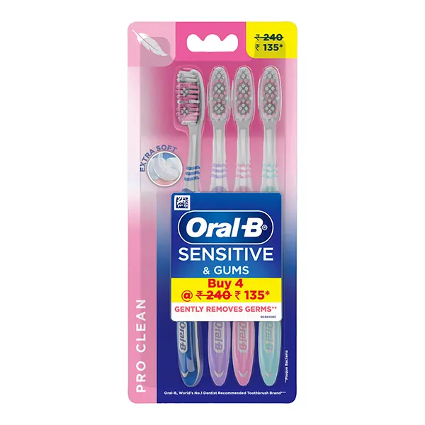 Oral B Sensitive & Gums Pro Clean Extra Soft Toothbrush 4 Piece 4s