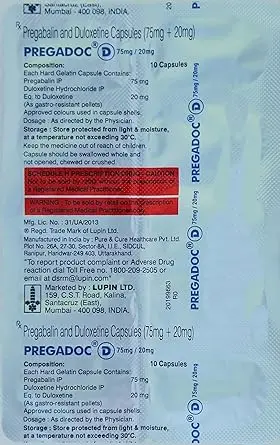 Pregadoc D 50mg/20mg Capsule 10s