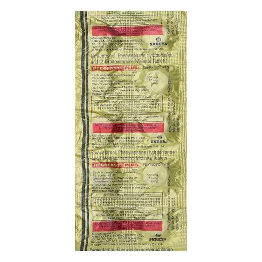 Recofast Plus Tablet Paracetamol 500mg, Pseudoephedrine 60mg, Triprolidine 2.5mg