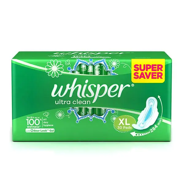 Whisper Ultra Clean Pads Xl+ 30 Piece 30s