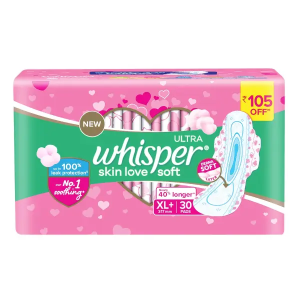 Whisper Ultra Skin Love Soft Pads Xl+ 30 Piece 30s