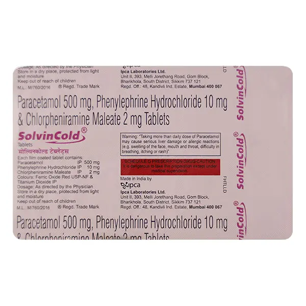 Solvin Cold Tablet Paracetamol 500mg