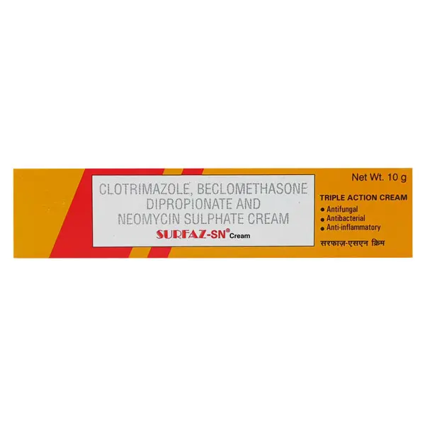 Surfaz SN Cream (Betamethasone 0.025% w/w, Clotrimazole 1% w/w, Neomycin 0.5% w/w)