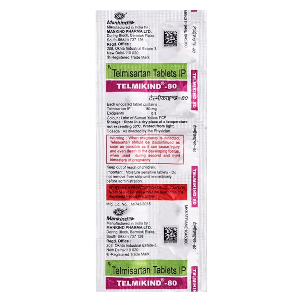 Telmikind 80mg Tablet 10s
