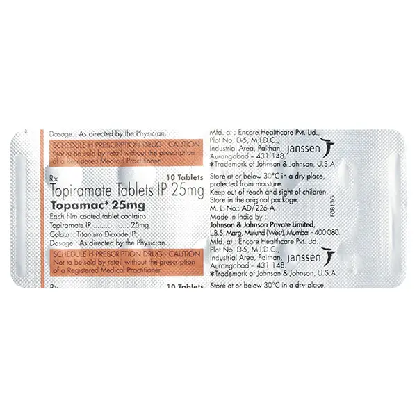 Topamac 25mg Tablet 10s