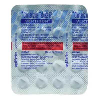 Vertigon 25mg Tablet 20s