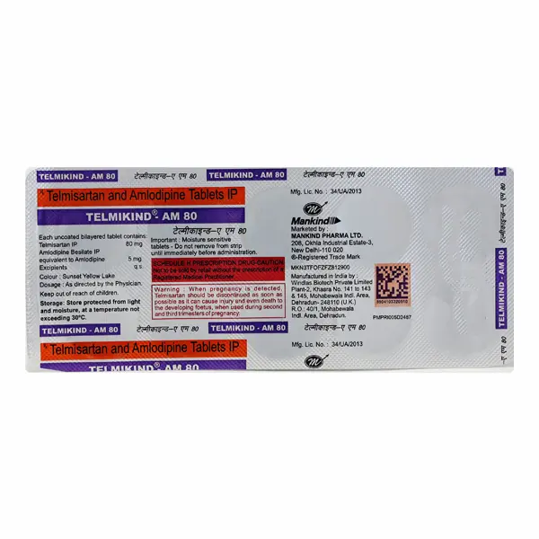 Telmikind AM 80mg/5mg Tablet 10s
