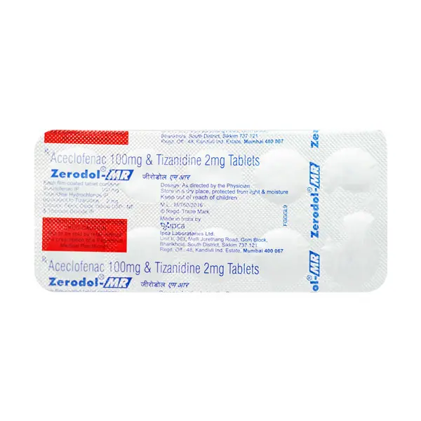 Zerodol MR Tablet (Aceclofenac 100mg + Tizanidine 2mg)