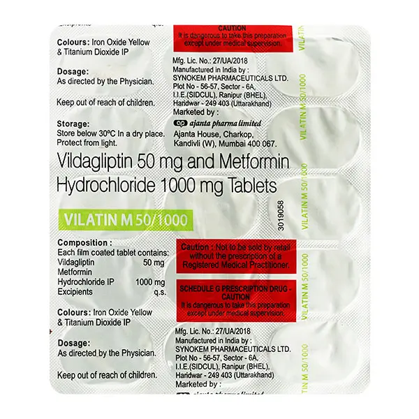 Vilatin M 1000mg/50mg Tablet 15s