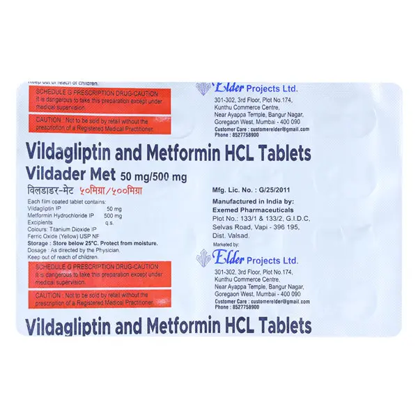 Vildader Met 50/500mg Tablet 15s