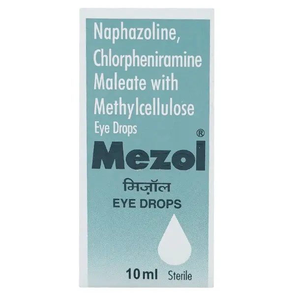 Mezol Eye Drops Naphazoline 0.1% w/v, Chlorpheniramine Maleate 0.01% w/v, Methylcellulose 0.2% w/v