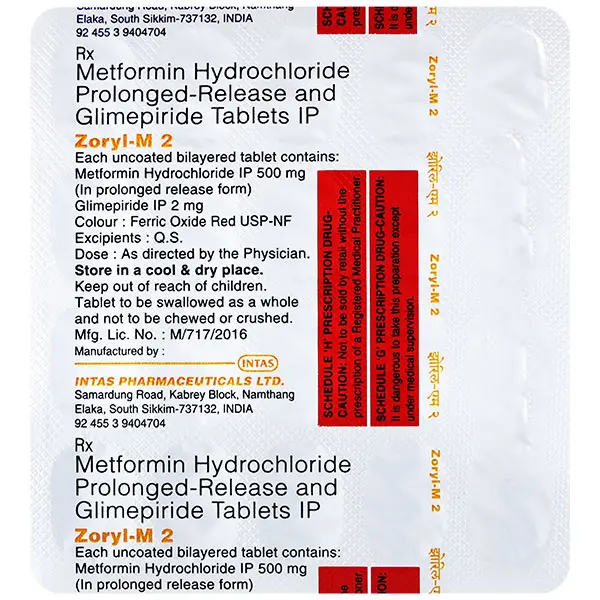 Zoryl M 2mg Tablet 20s