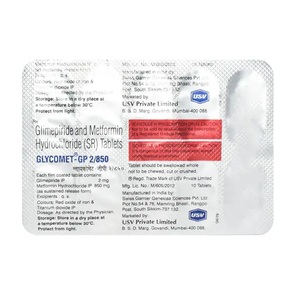 Glycomet GP 2/850mg Tablet 10s