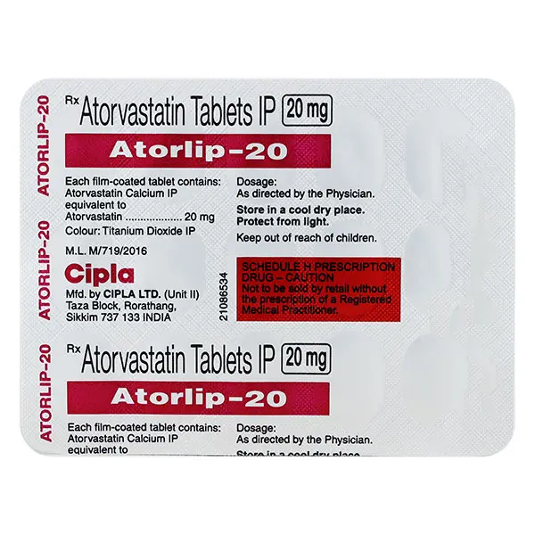 Atorlip 20mg Tablet 15s
