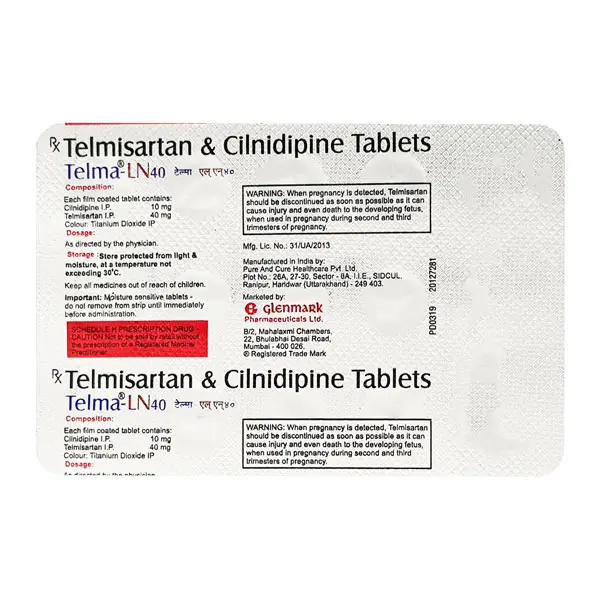 Telma LN Tablet Telmisartan 40mg + Cilnidipine 10mg